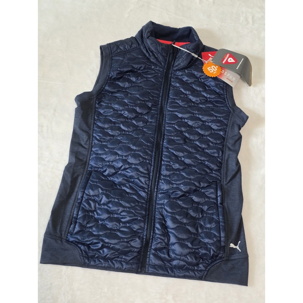 PUMA Womens XS Blue Quilted UPF 50+ Primaloft Insulation CloudSpun Golf Vest NEW